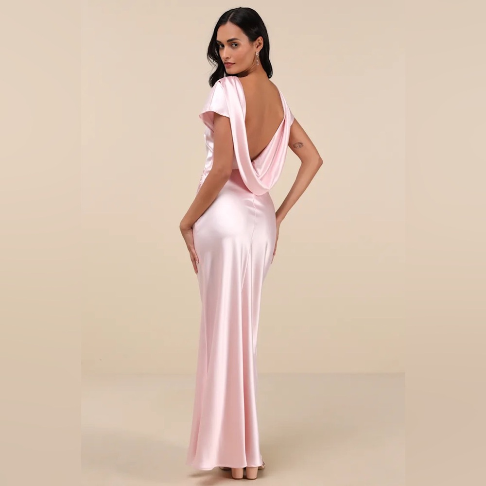 Lulu's Blush Satin Maxi Dress - Picture 2 of 6